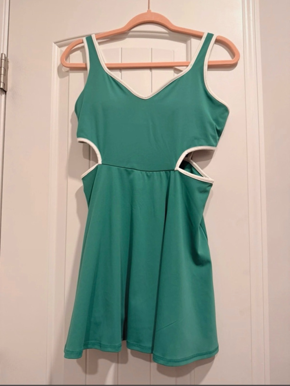 Old Navy Teal Green Athletic Dress with White Trim Cutouts